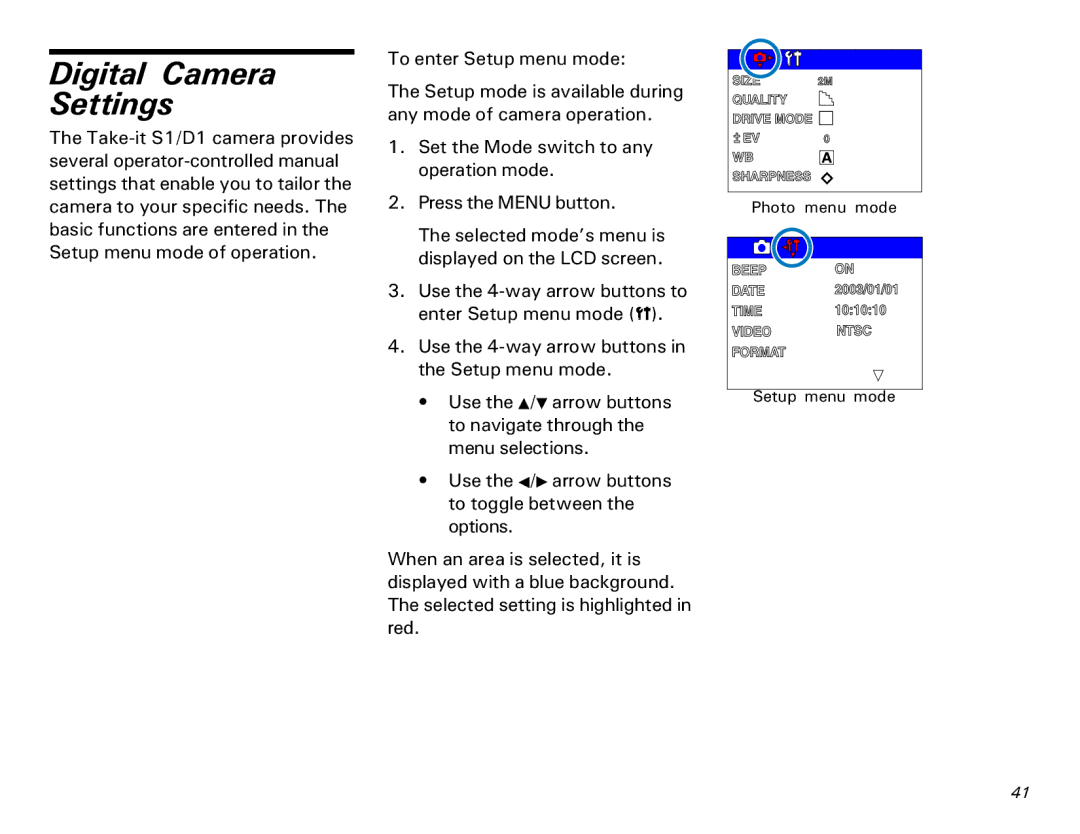 Microtek MKT-1300a manual Digital Camera Settings 