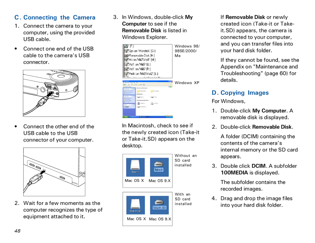 Microtek MKT-1300a manual Connecting the Camera, Copying Images 