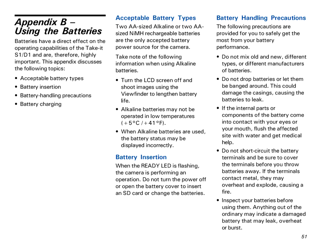 Microtek MKT-1300a manual Appendix B Using the Batteries, Acceptable Battery Types, Battery Insertion 