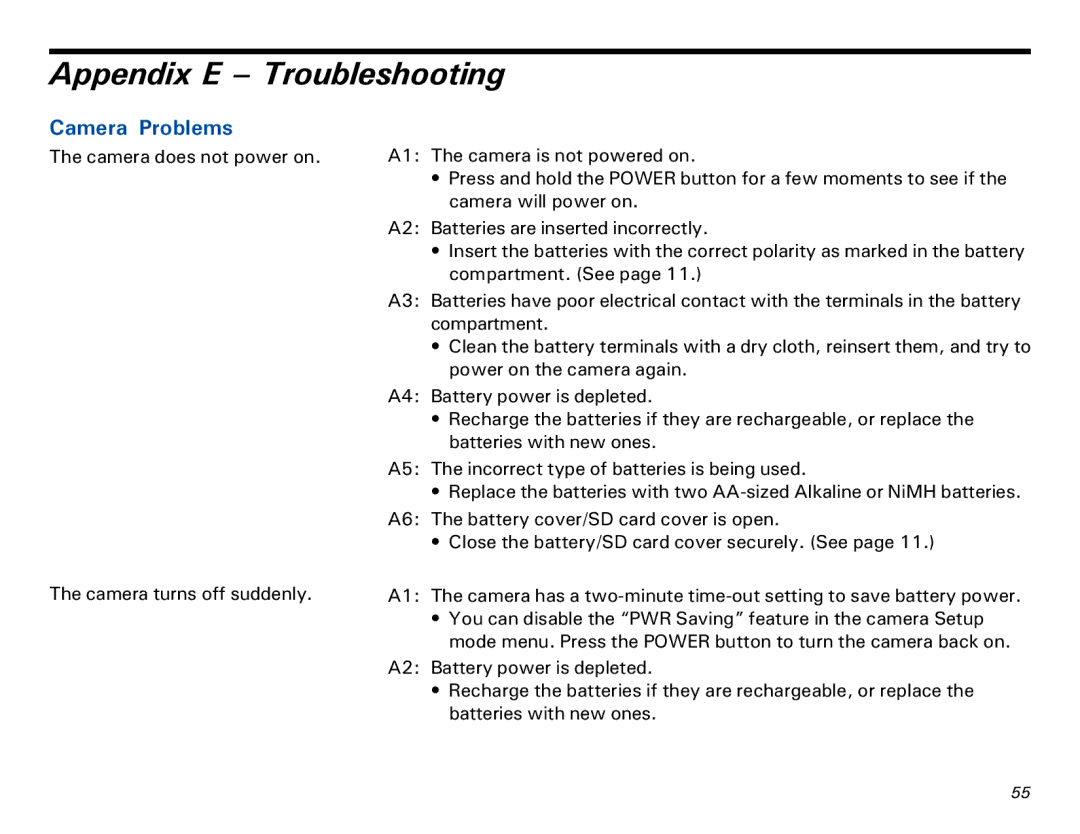 Microtek MKT-1300a manual Appendix E Troubleshooting, Camera Problems 