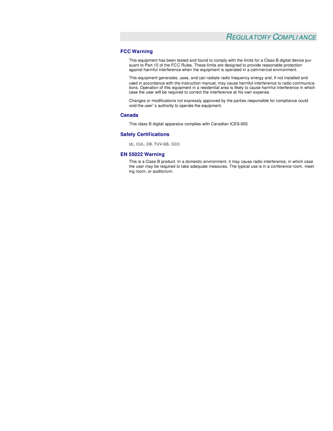 Microtek MS4 user manual Regulatory Compliance 