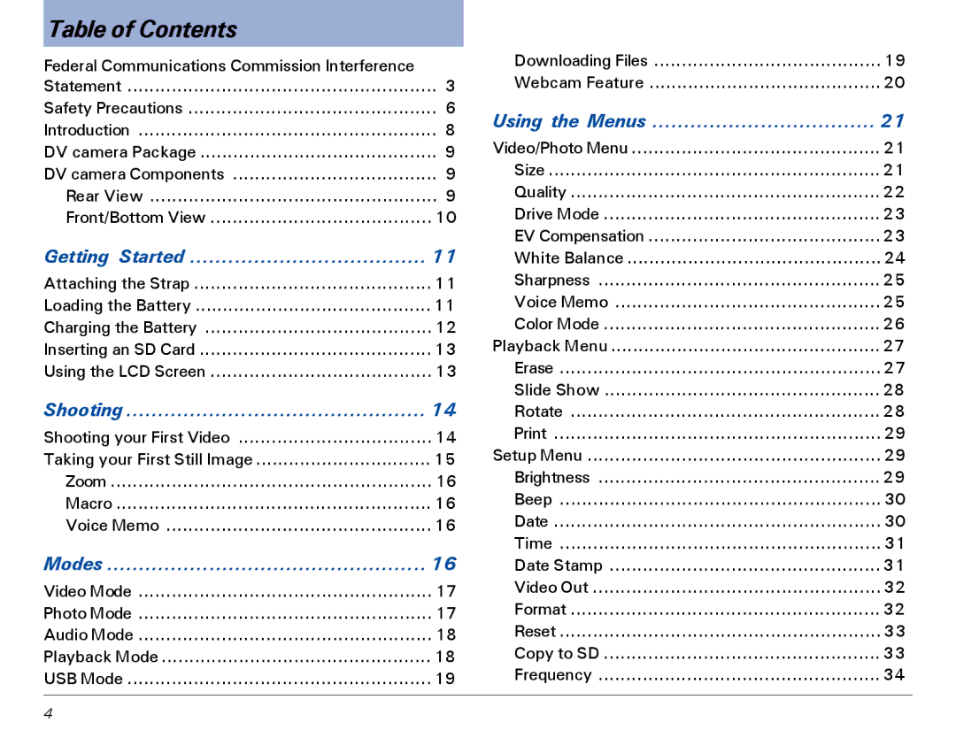 Microtek MV300 manual Table of Contents 