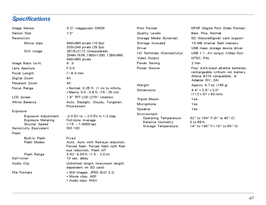 Microtek MV300 manual Specifications, Ntsc, Pal 