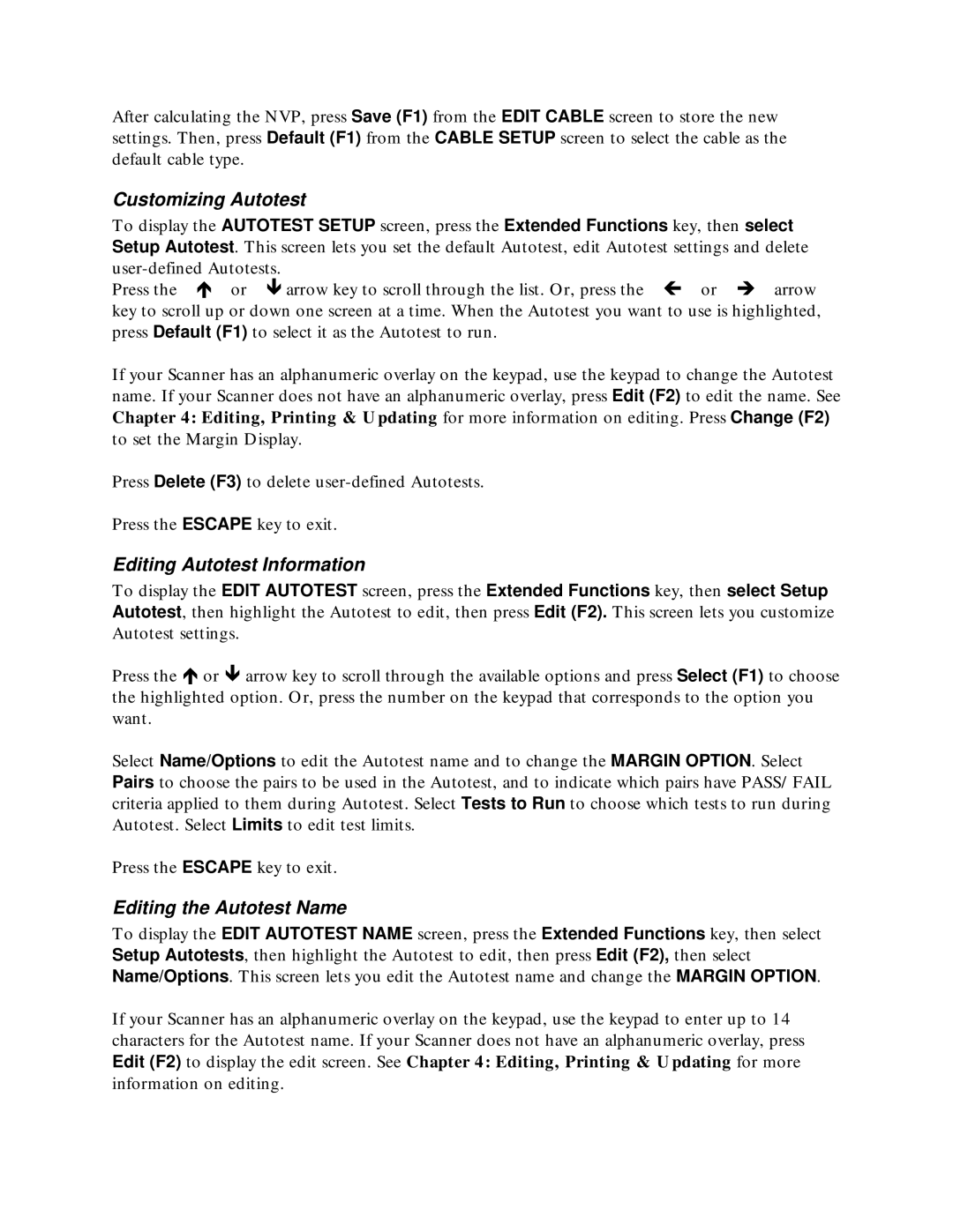 Microtest TSB-67 - 568A Annex E manual Customizing Autotest, Editing Autotest Information, Editing the Autotest Name 