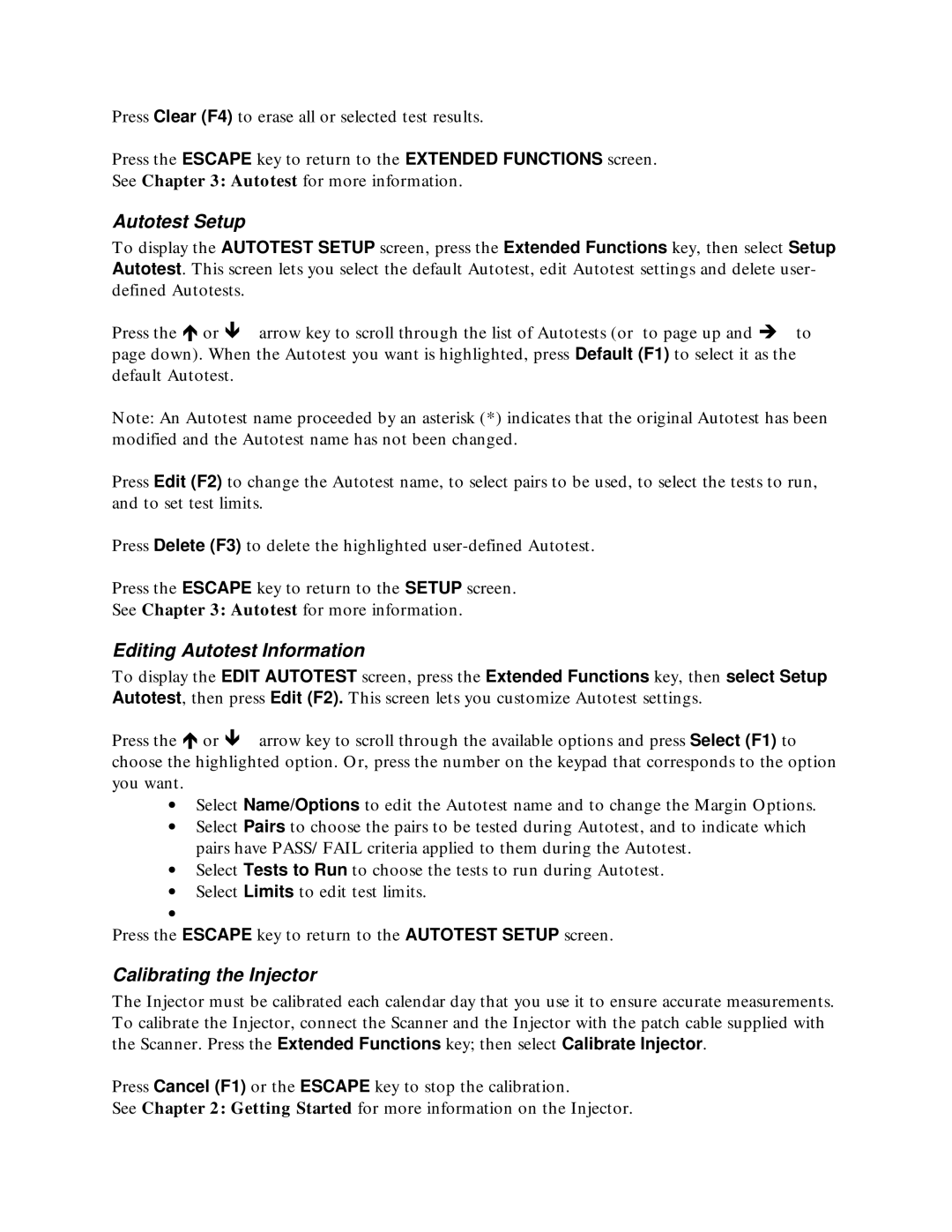 Microtest TSB-67 - 568A Annex E manual Autotest Setup, Calibrating the Injector 