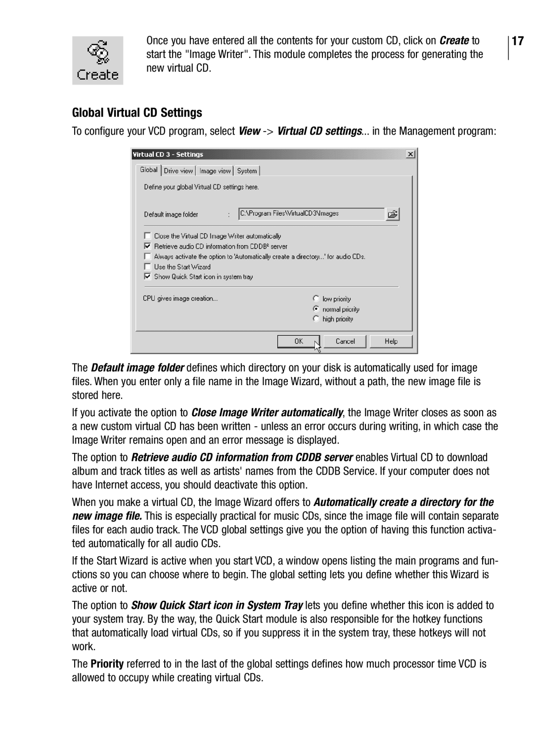 Microtest VIRTUAL CD v3 manual Global Virtual CD Settings 