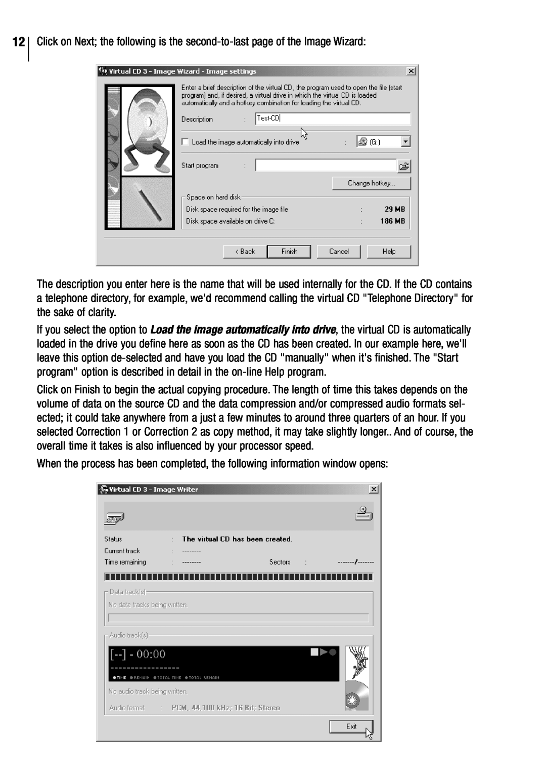 Microtest VIRTUAL CD v3 manual Click on Next the following is the second-to-lastpage of the Image Wizard 