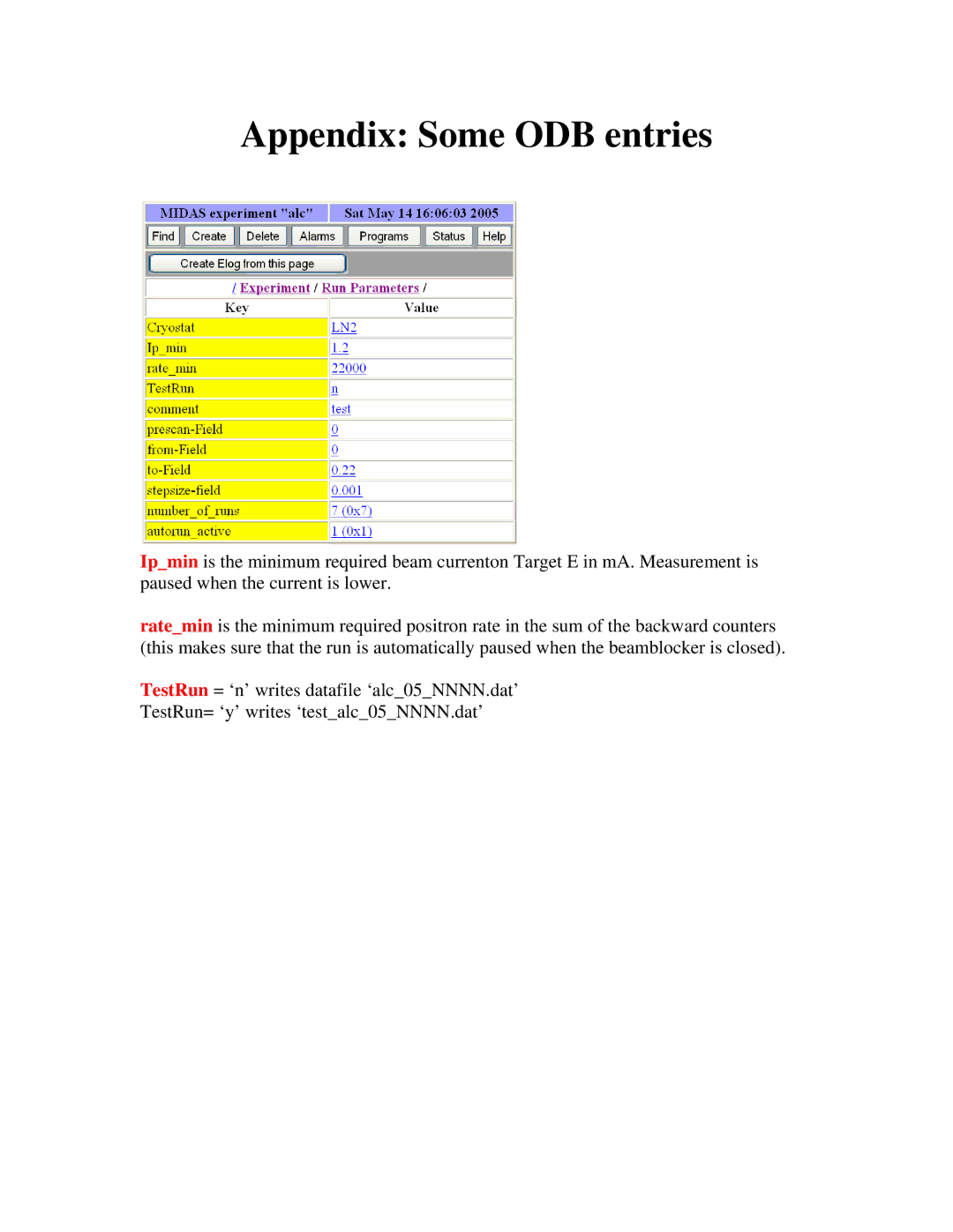 Midas Consoles SR35 user manual Appendix Some ODB entries 