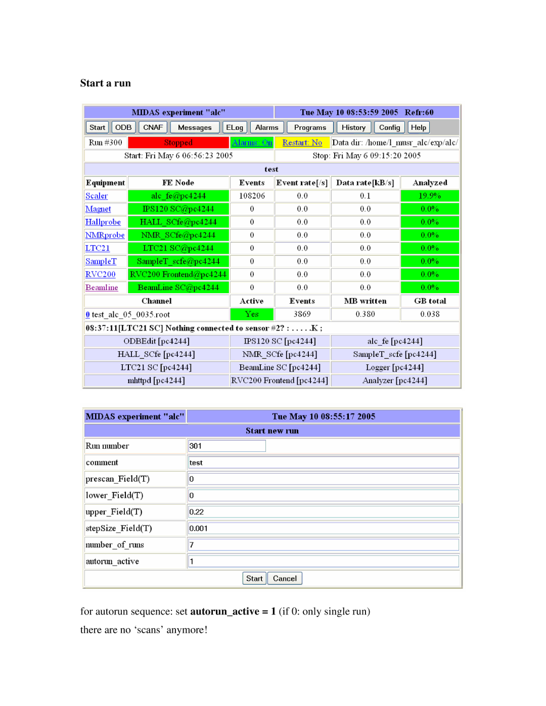 Midas Consoles SR35 user manual Start a run 