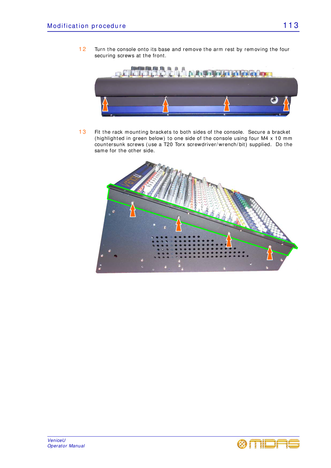 Midas Consoles U32, U24, U16 technical specifications 113 