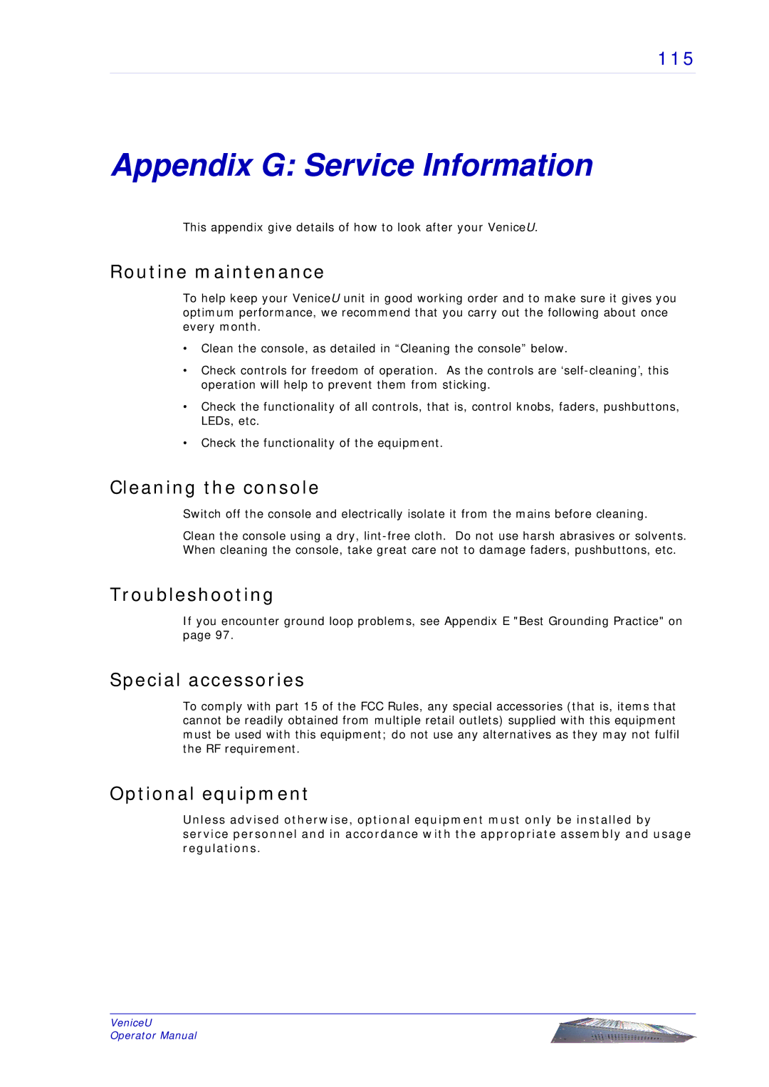 Midas Consoles U16, U32, U24 technical specifications Appendix G Service Information 