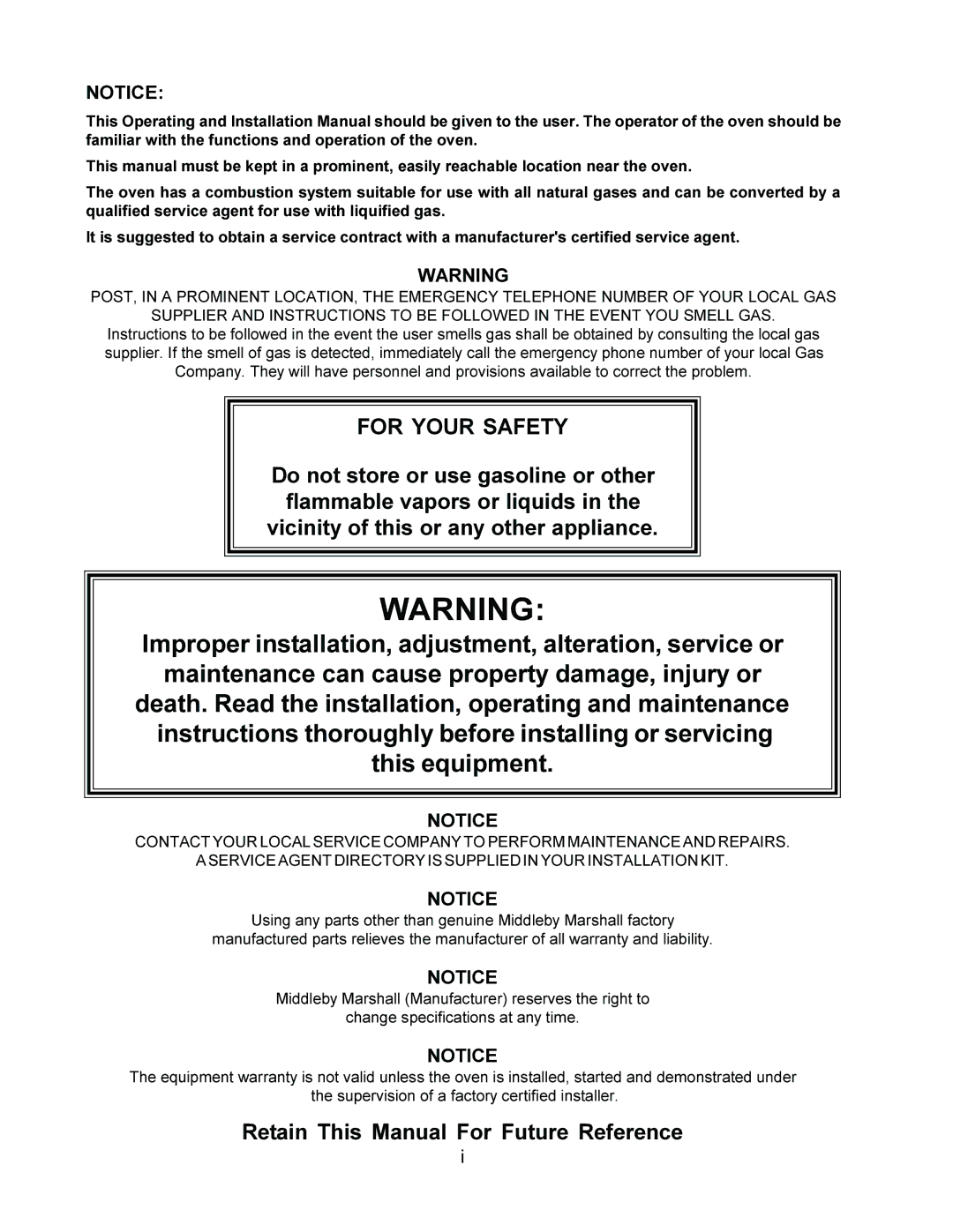 Middleby Cooking Systems Group PS360/PS360WB manual For Your Safety 