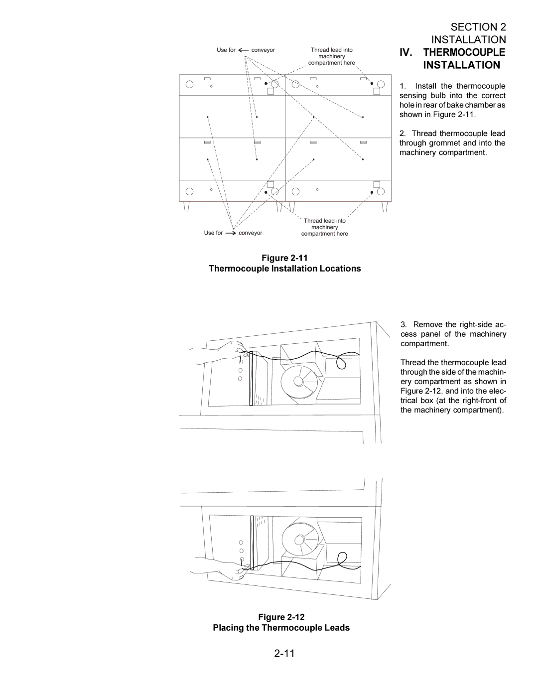 Middleby Cooking Systems Group PS360/PS360WB manual IV. Thermocouple Installation, Thermocouple Installation Locations 