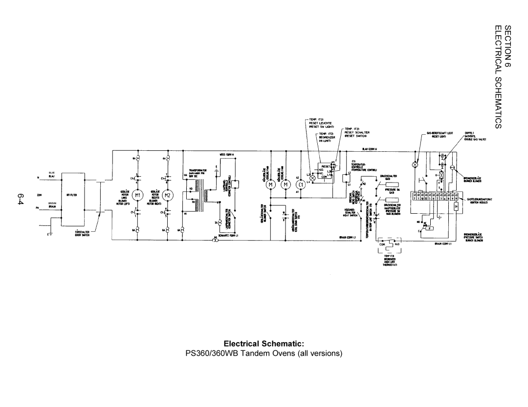 Middleby Cooking Systems Group PS360/PS360WB manual Electrical Schematic 