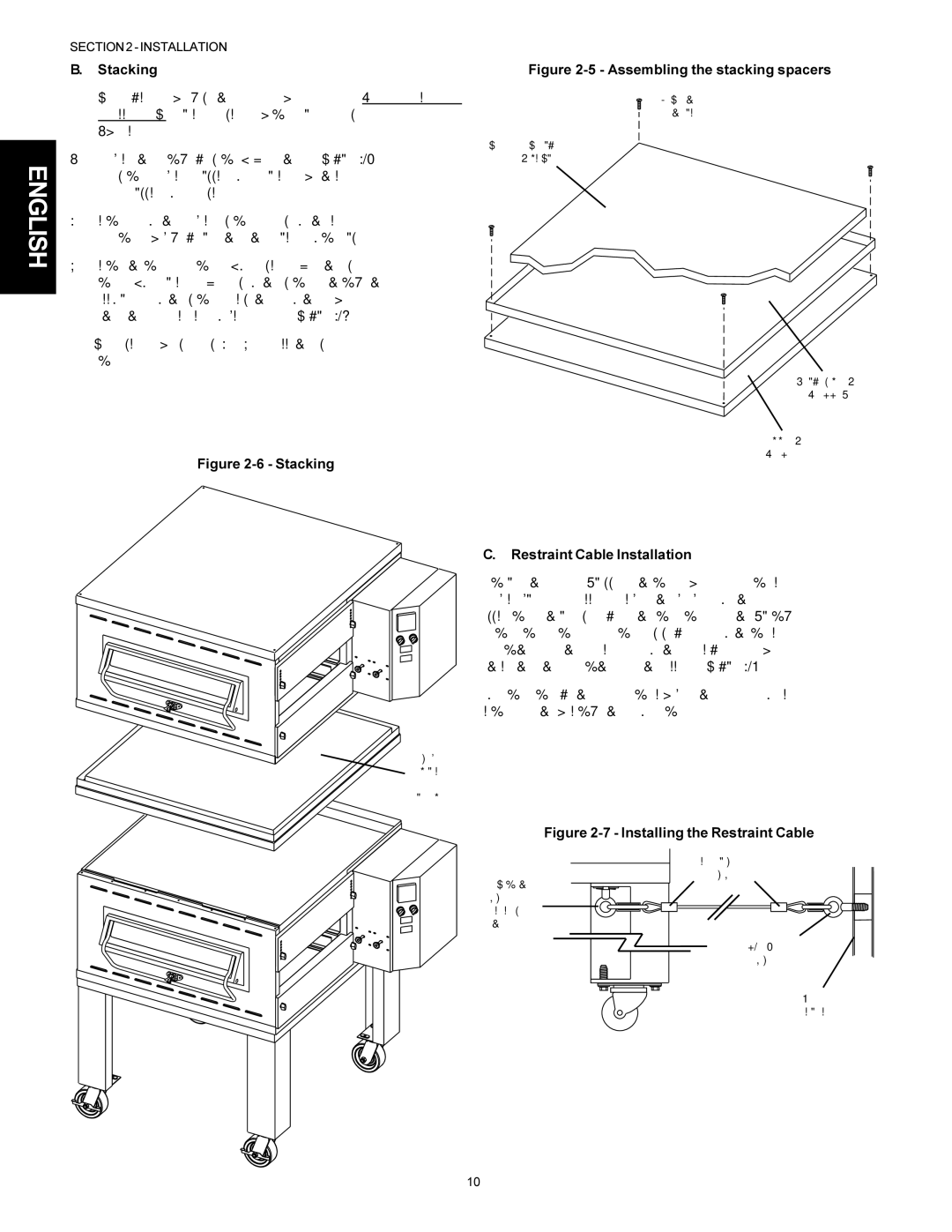 Middleby Cooking Systems Group PS536 manual Stacking, Restraint Cable Installation 