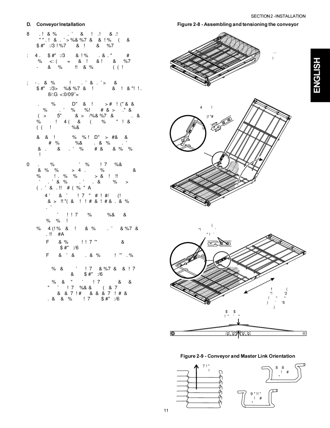 Middleby Cooking Systems Group PS536 manual Conveyor Installation, Assembling and tensioning the conveyor 