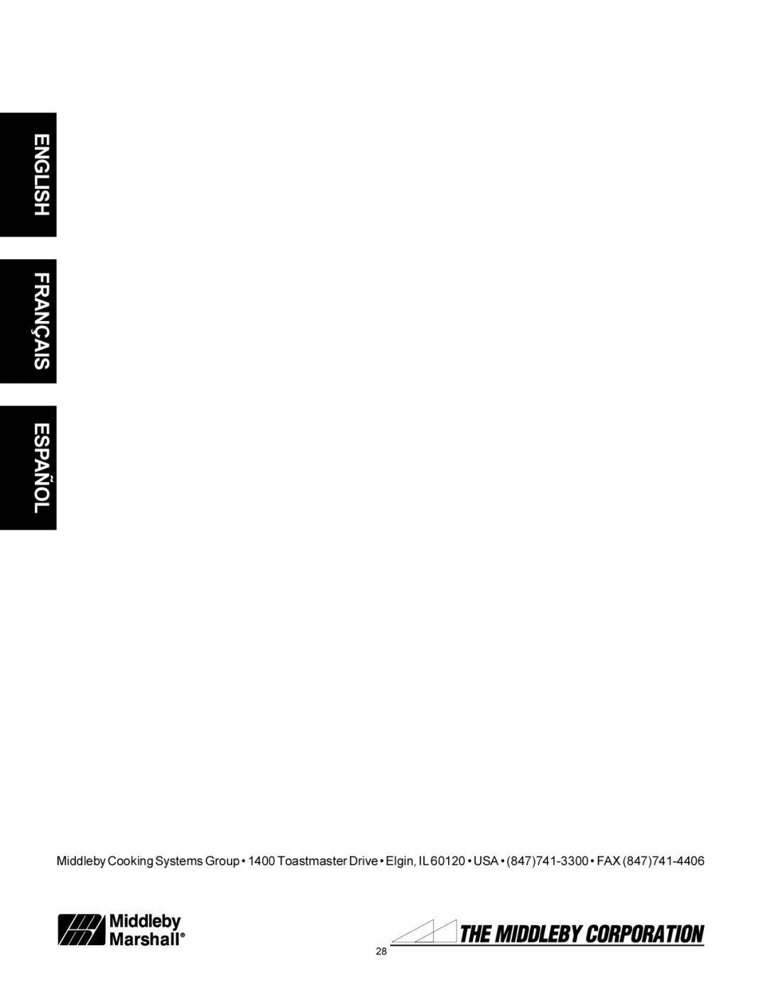 Middleby Cooking Systems Group PS536 manual English Français 