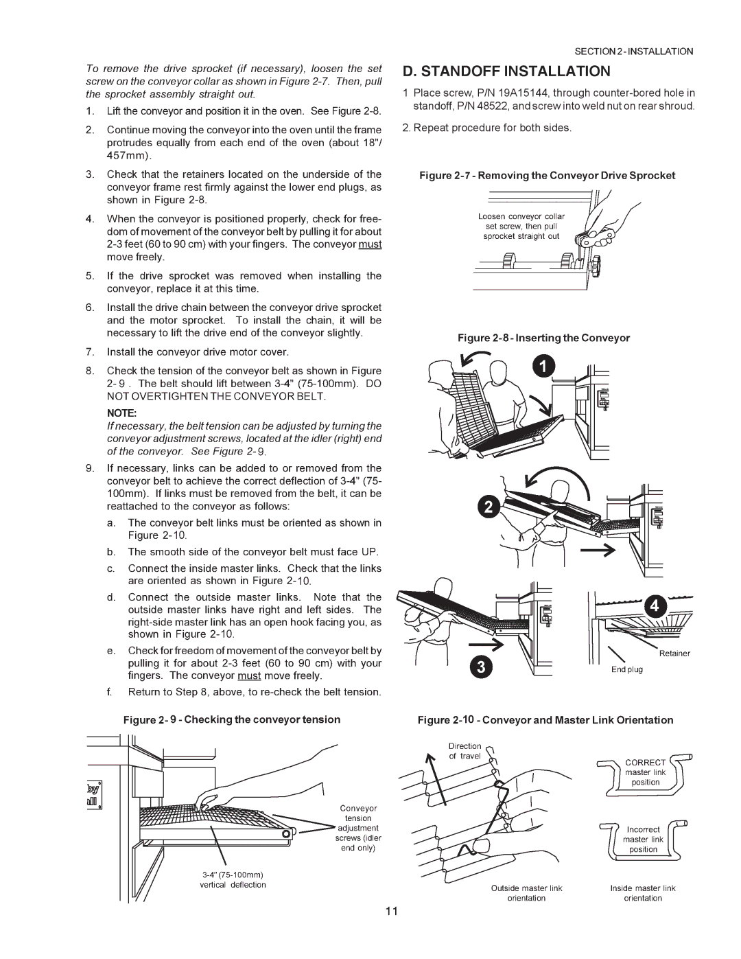 Middleby Cooking Systems Group PS770 installation manual Standoff Installation 