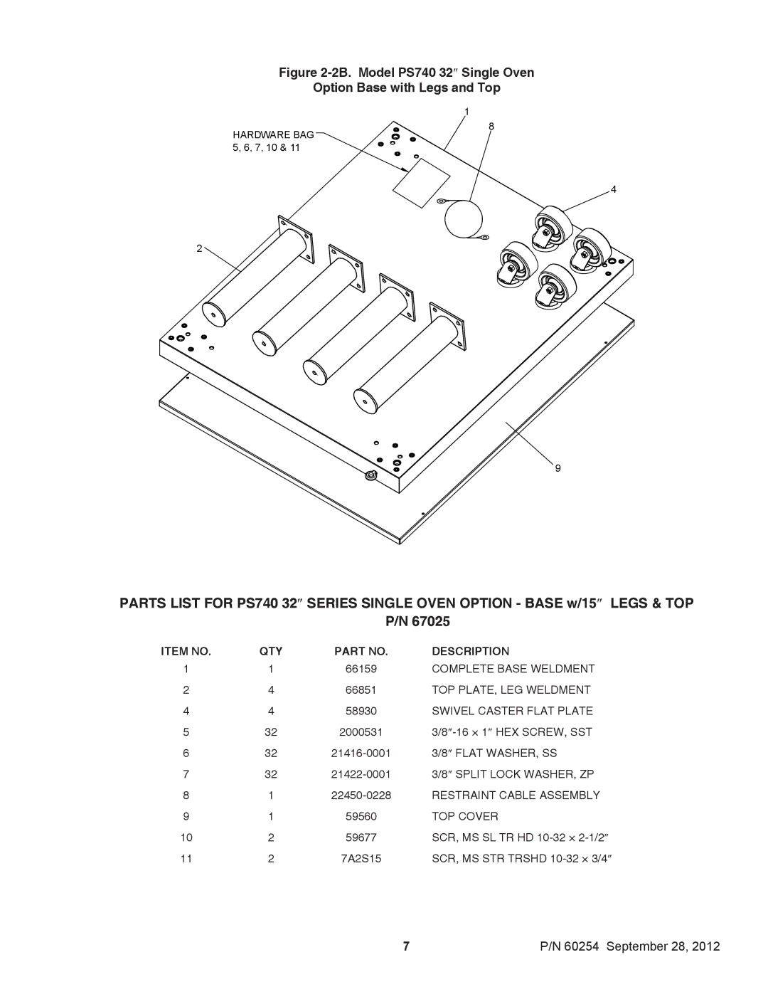 Middleby Marshall 60254 installation manual 66159 