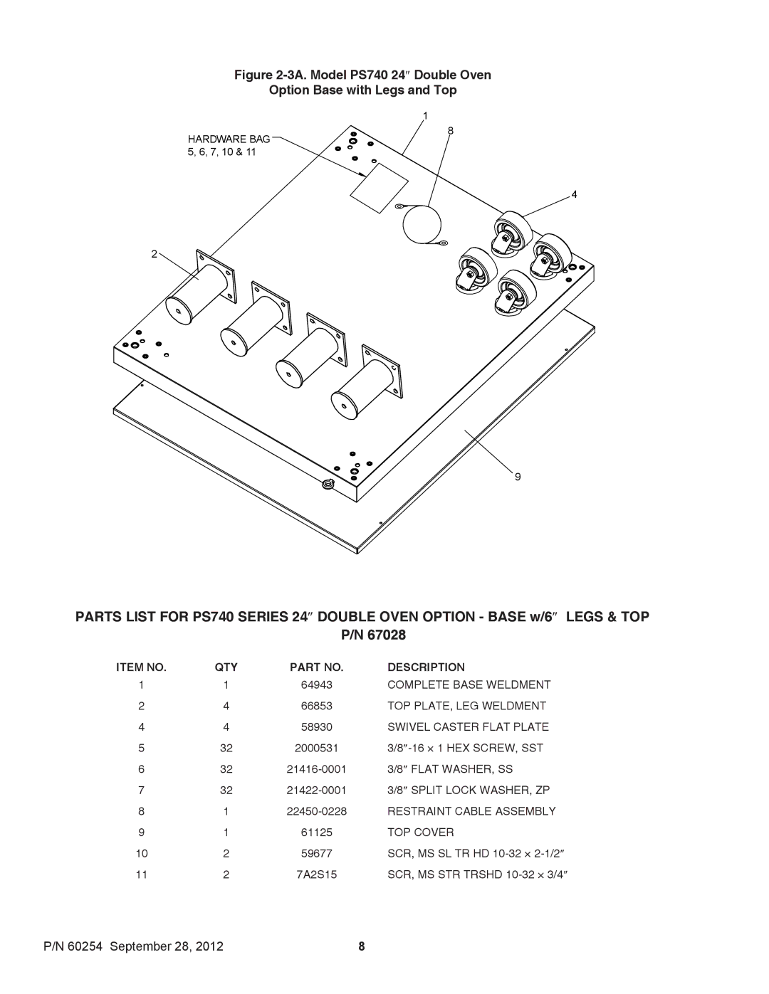 Middleby Marshall 60254 installation manual ″-16 × 1 HEX SCREW, SST 