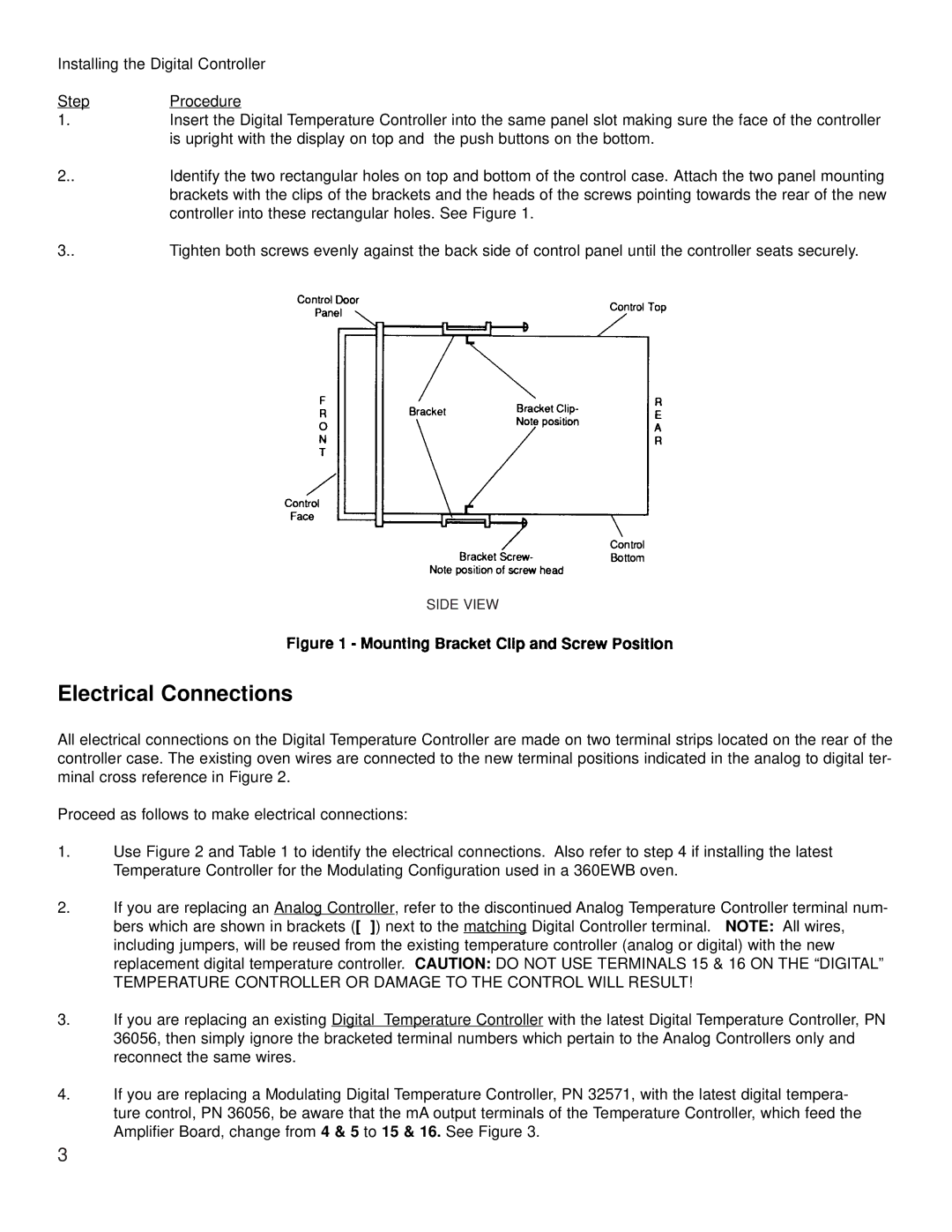 Middleby Marshall KIT P/N 36939 manual Electrical Connections, Temperature Controller or Damage to the Control will Result 