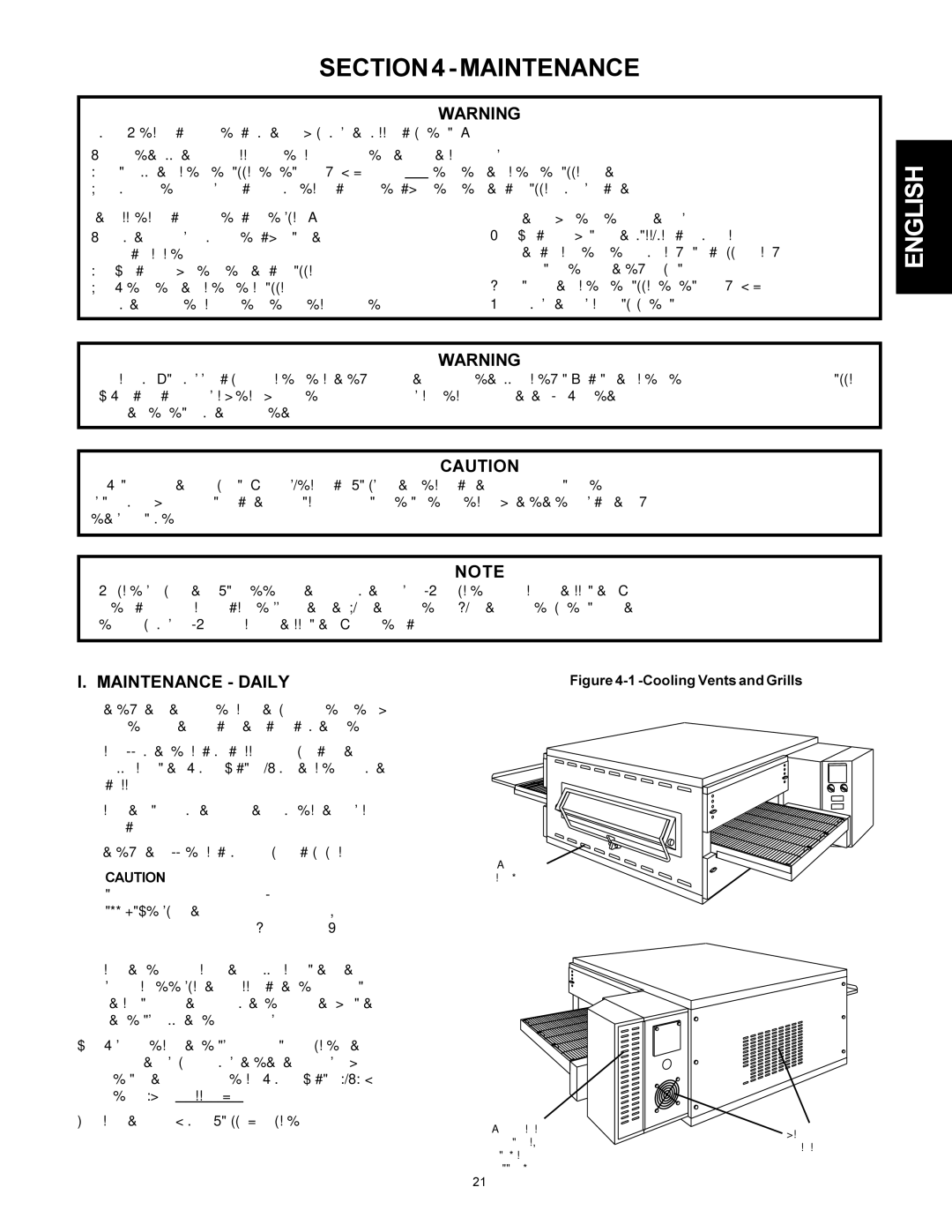 Middleby Marshall Model PS536 installation manual Maintenance Daily 