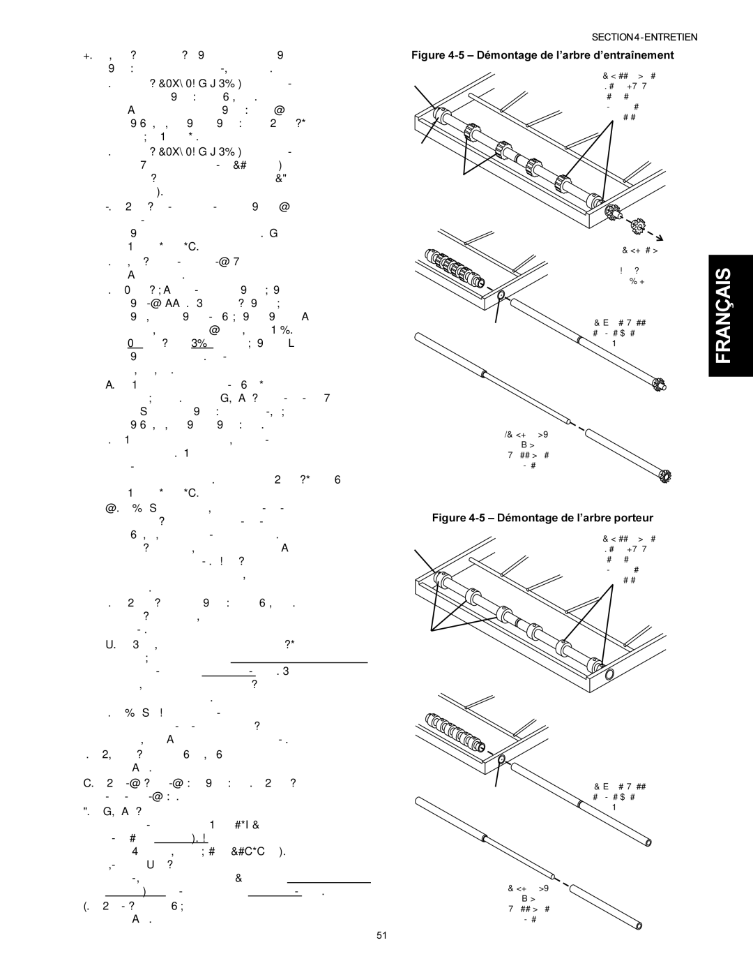 Middleby Marshall Model PS536 installation manual Démontage de l’arbre d’entraînement 