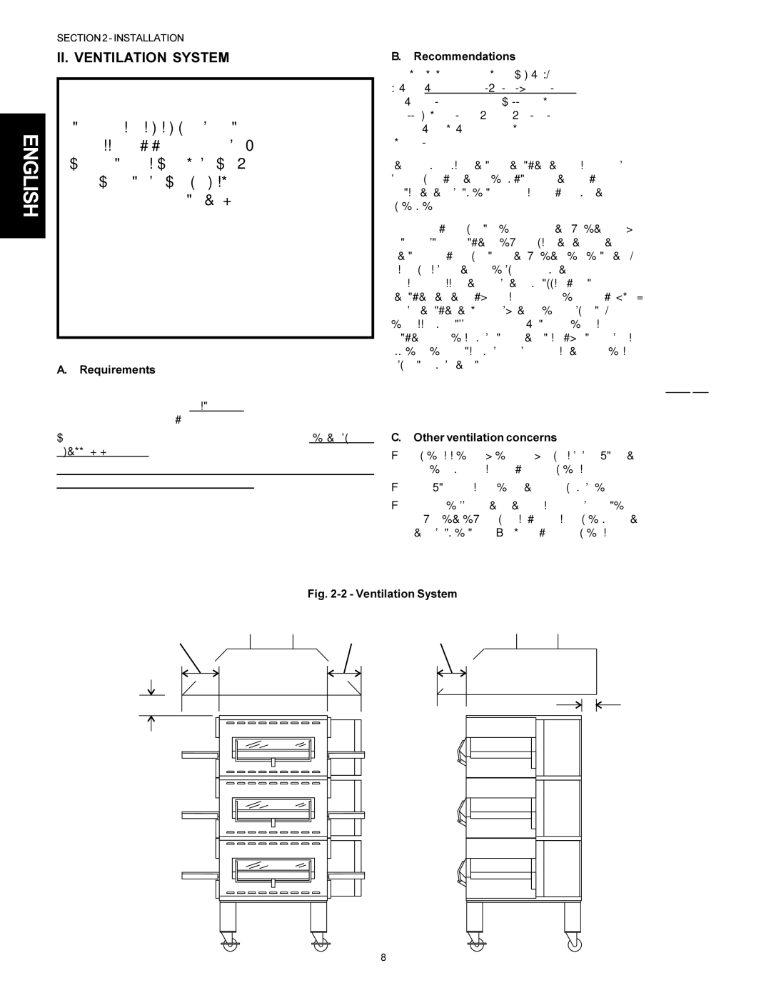 Middleby Marshall Model PS536 II. Ventilation System, Requirements, Recommendations, Other ventilation concerns 