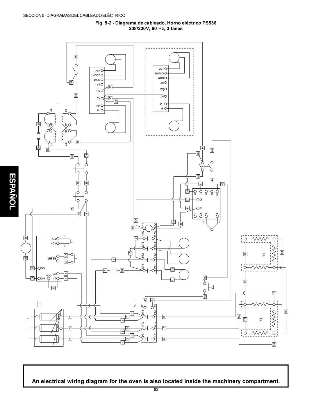 Middleby Marshall Model PS536 installation manual Sección 5 Diagramas DEL Cableado Eléctrico 