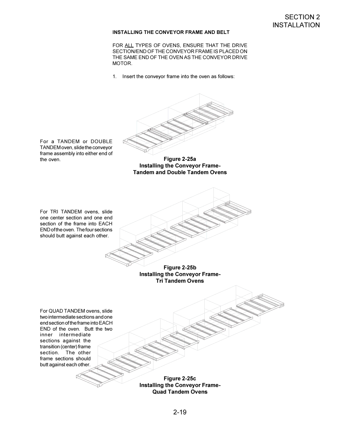 Middleby Marshall Oven owner manual 25a, Installing the Conveyor Frame and Belt 