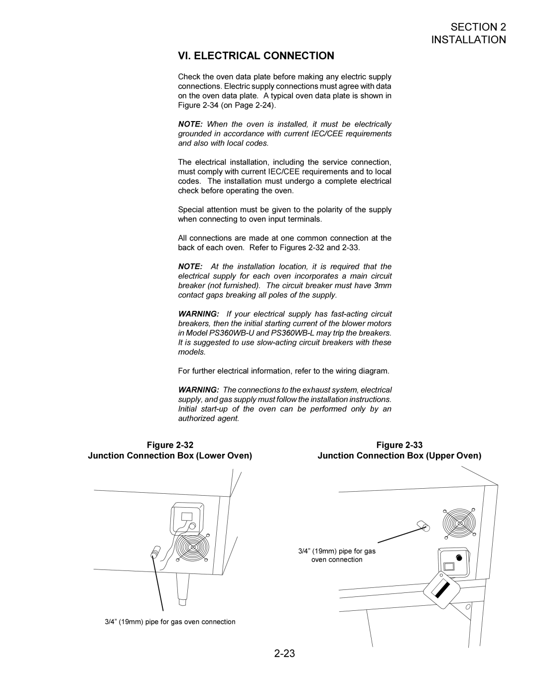 Middleby Marshall Oven owner manual VI. Electrical Connection 