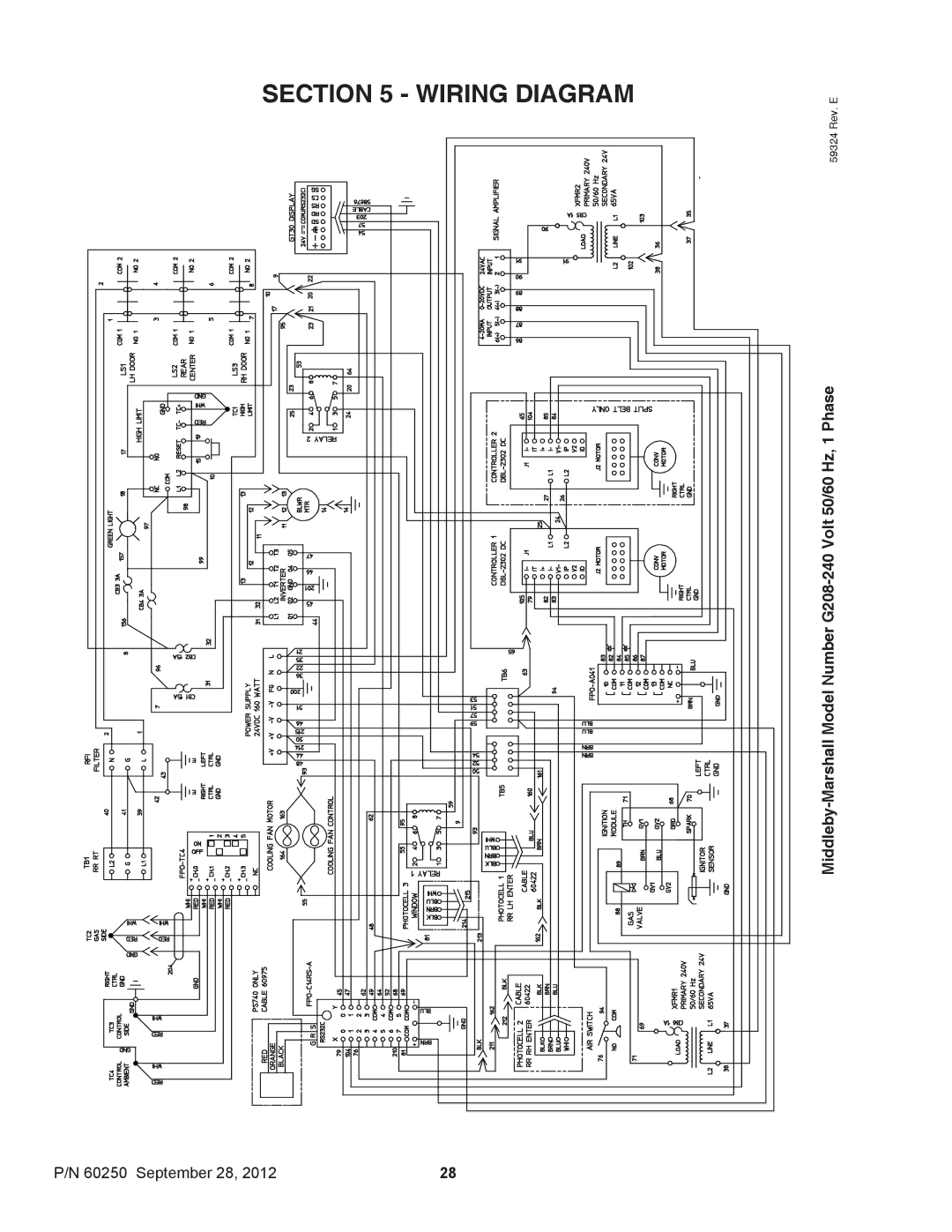 Middleby Marshall P/N 60250 installation manual Wiring Diagram 