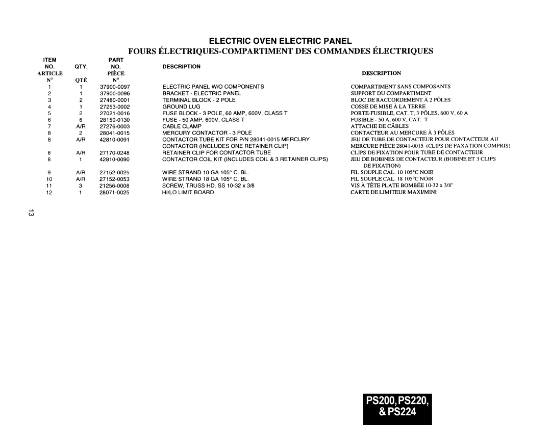 Middleby Marshall PS200 Tandem manual PS200,PS220 PS224 