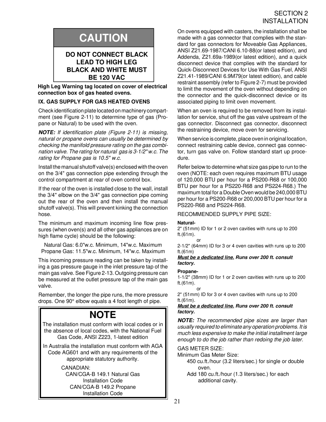 Middleby Marshall PS200-R68 installation manual Do not Connect Black Lead to High LEG Black and White Must 