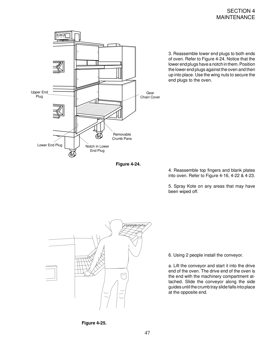 Middleby Marshall PS200-R68 installation manual Upper End Plug Removable Crumb Pans Lower End Plug 