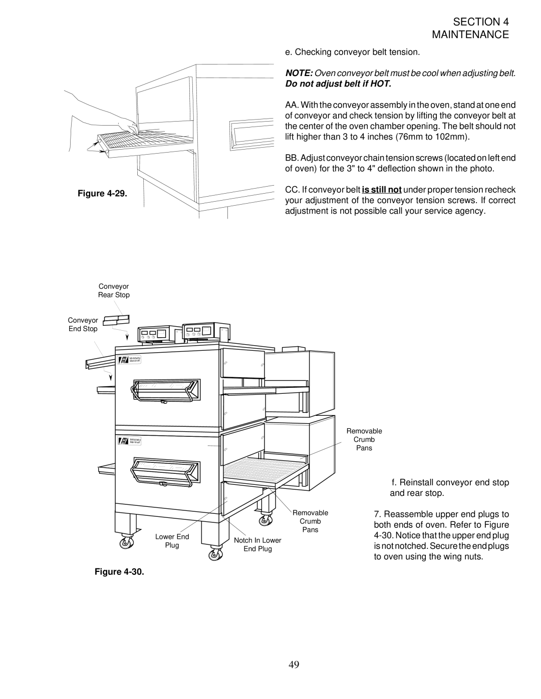 Middleby Marshall PS200-R68 installation manual Do not adjust belt if HOT 