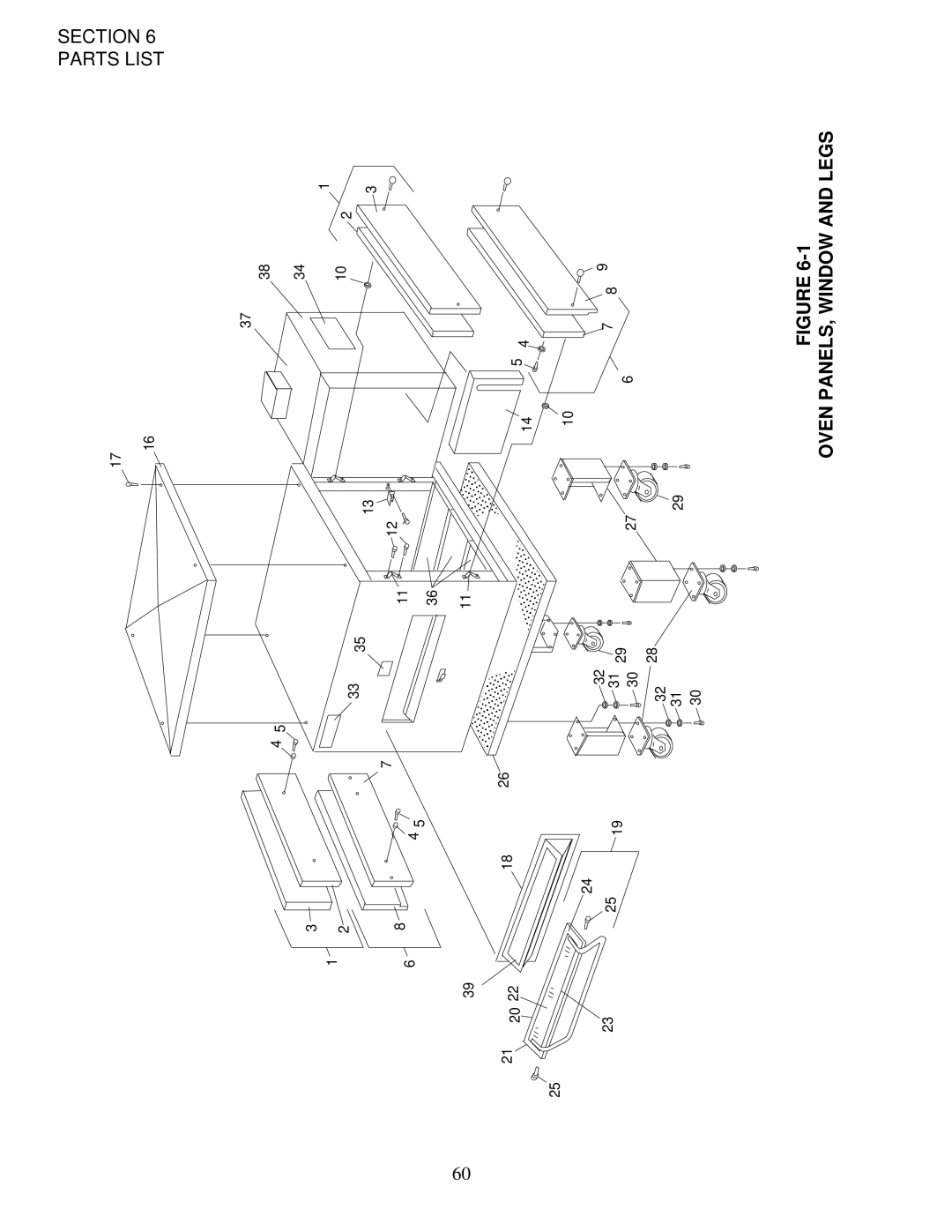 Middleby Marshall PS200-R68 installation manual Oven PANELS, Window and Legs 