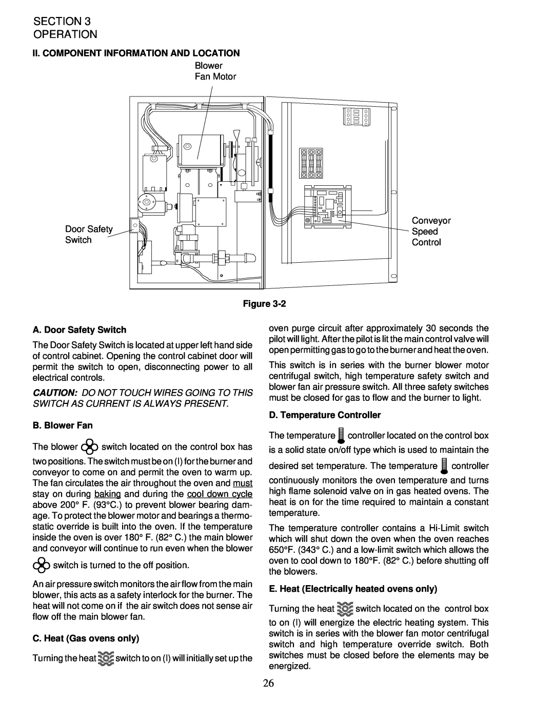 Middleby Marshall PS200-R68 Section Operation, Ii. Component Information And Location, Figure, A. Door Safety Switch 