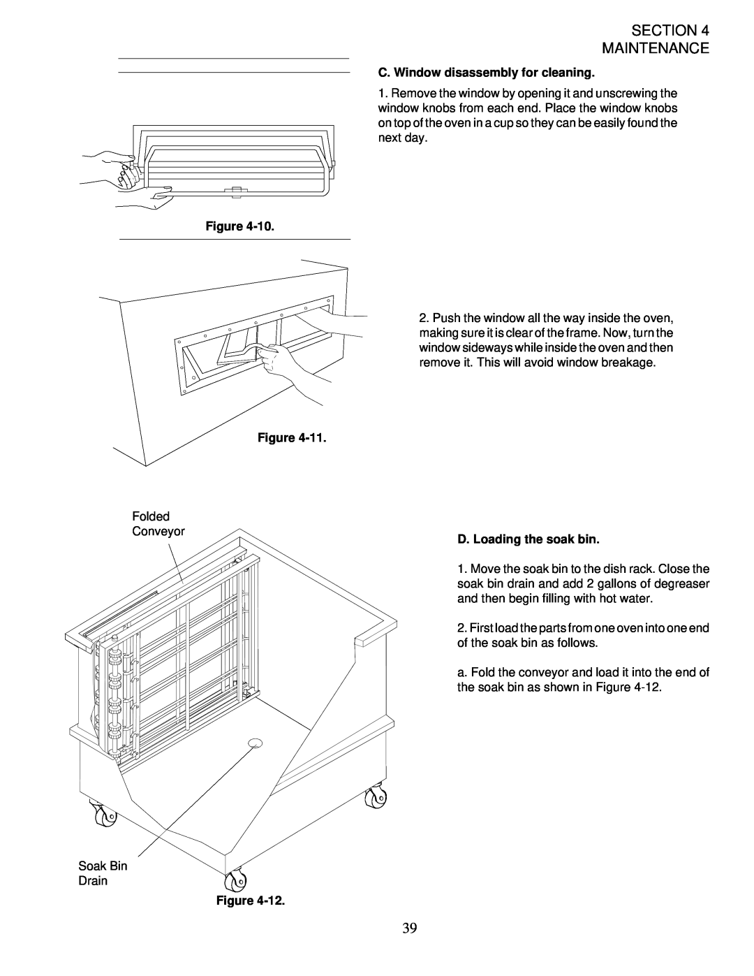Middleby Marshall PS200-R68 installation manual Section Maintenance, Figure Figure, C. Window disassembly for cleaning 