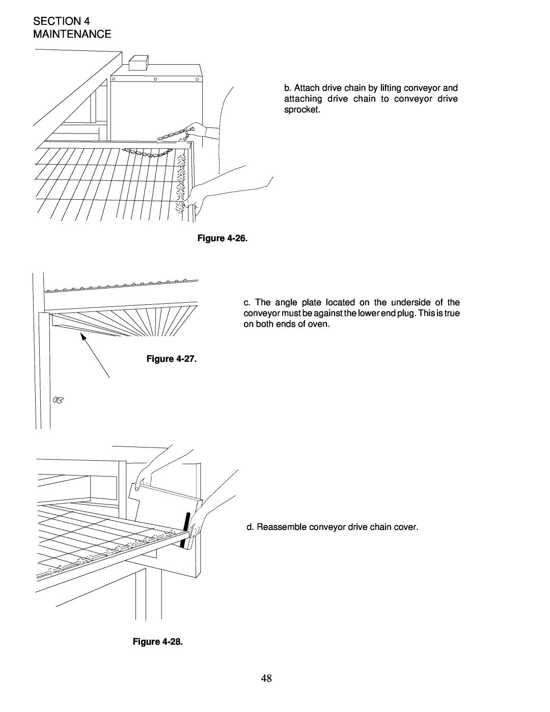 Middleby Marshall PS200-R68 installation manual Section Maintenance, Figure, d. Reassemble conveyor drive chain cover 