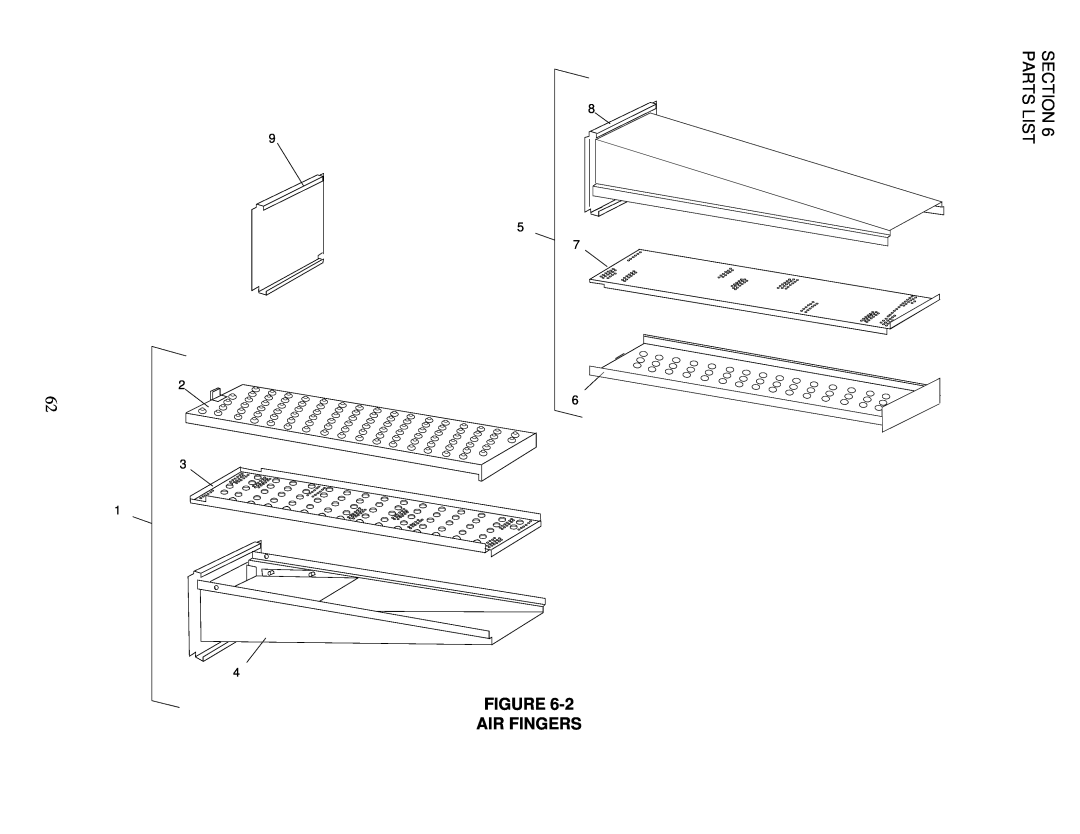 Middleby Marshall PS200-R68 installation manual Figure Air Fingers, Parts List 