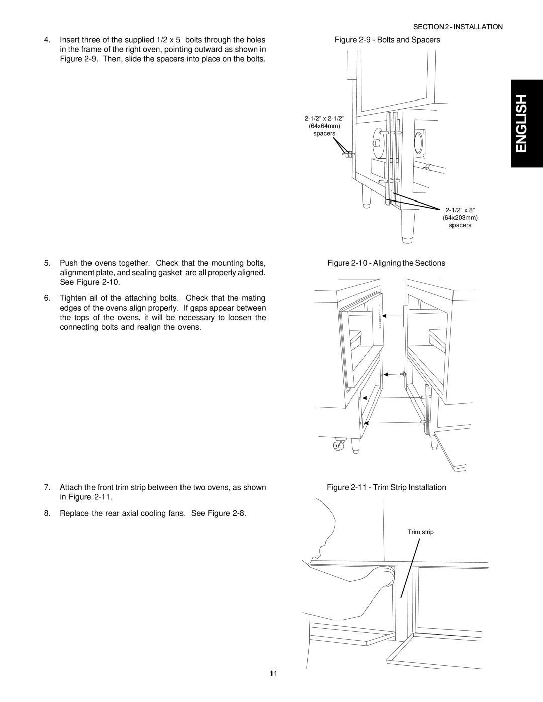 Middleby Marshall PS300F installation manual Frame of the right oven, pointing outward as shown 