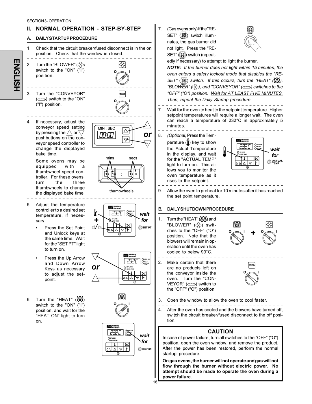 Middleby Marshall PS360-U installation manual II. Normal Operation STEP-BY-STEP 