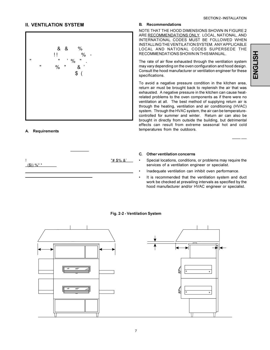 Middleby Marshall PS360-U II. Ventilation System, Requirements, Recommendations, Other ventilation concerns 