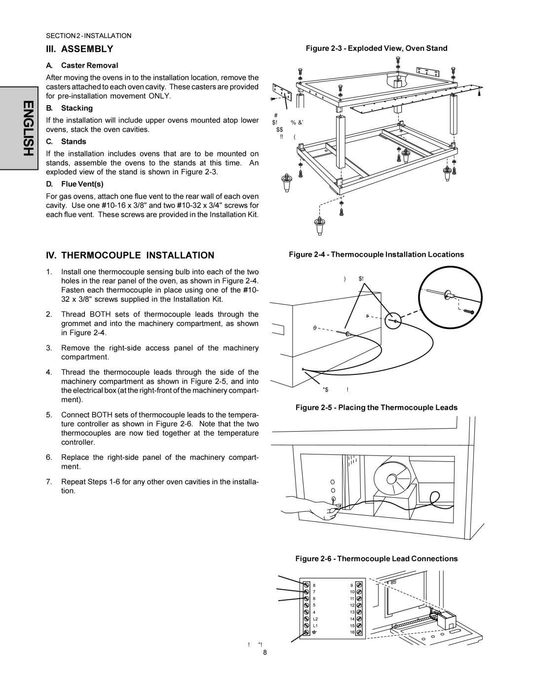 Middleby Marshall PS360-U installation manual III. Assembly, IV. Thermocouple Installation 