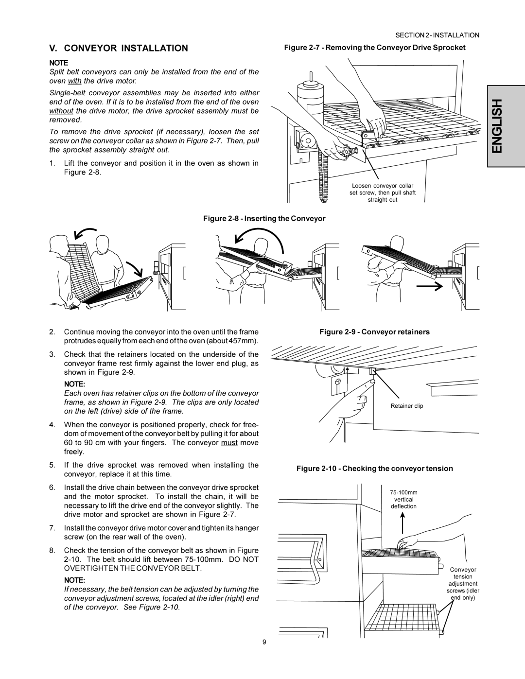 Middleby Marshall PS360-U installation manual Conveyor Installation, Removing the Conveyor Drive Sprocket 