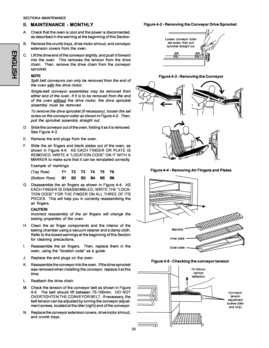 Middleby Marshall PS360-U installation manual English, Ii. Maintenance - Monthly, 2- Removing the Conveyor Drive Sprocket 