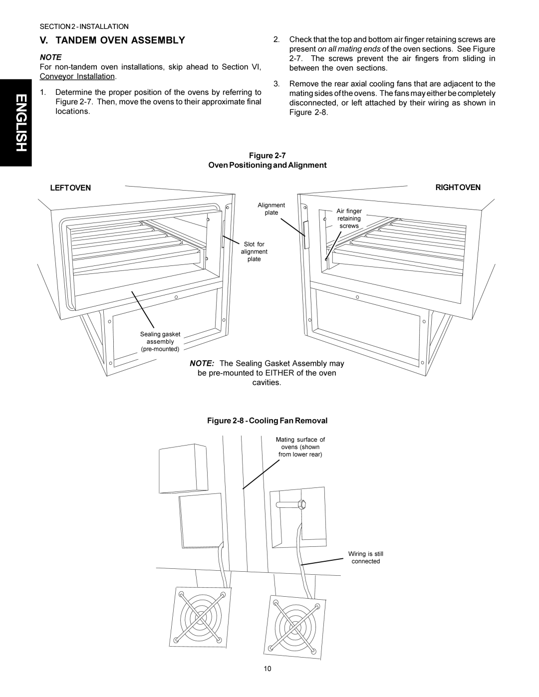 Middleby Marshall PS310, PS360WB, PS360Q, PS360S Tandem Oven Assembly, Oven Positioning and Alignment, Leftoven Rightoven 