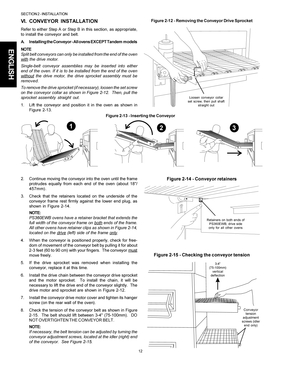 Middleby Marshall PS360WB, PS360Q, PS360S VI. Conveyor Installation, InstallingtheConveyor-AllovensEXCEPTTandem models 