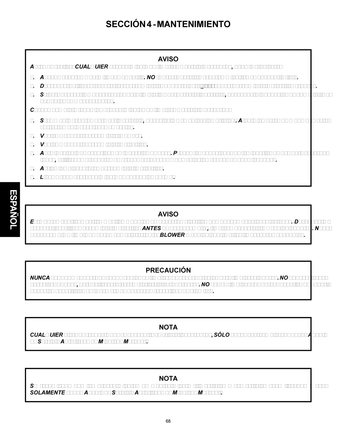 Middleby Marshall PS360Q, PS360WB, PS360S, PS310, PS314 installation manual Sección 4 Mantenimiento 